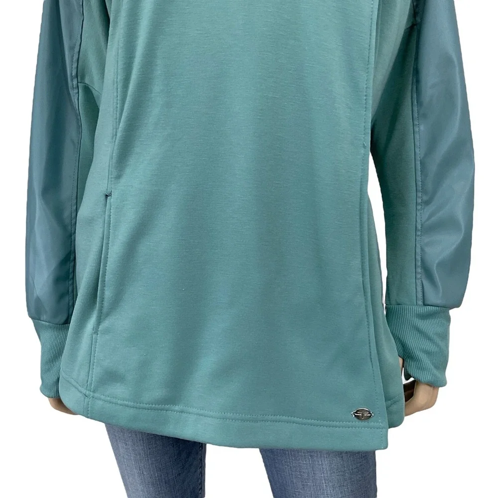 TAHARI Sport Jacket Women 1X Green Long Sleeve Knit Mixed Media Wrap Snap NWT